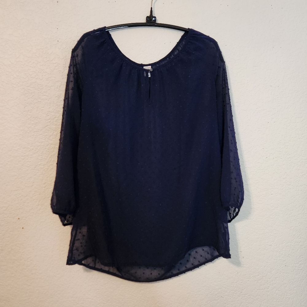 Old Navy Elegant Navy Blue Sheer Women's Top, Size M‎